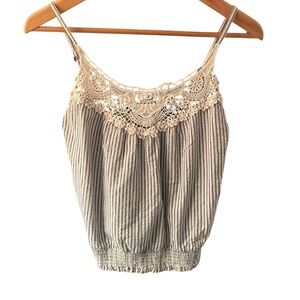 Abercrombie Kids cream and blue vintage tank